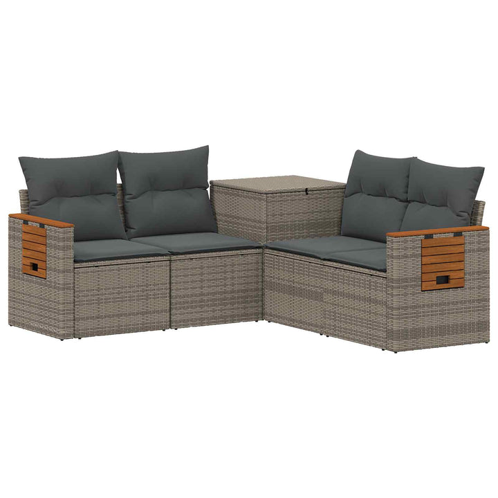 Sofa Sæt 5 stk. Grå og Mørkegrå Poly Rattan og Stål