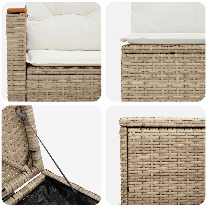 Sofa Sæt 5 stk. Beige og cremehvid Poly Rattan og Stål