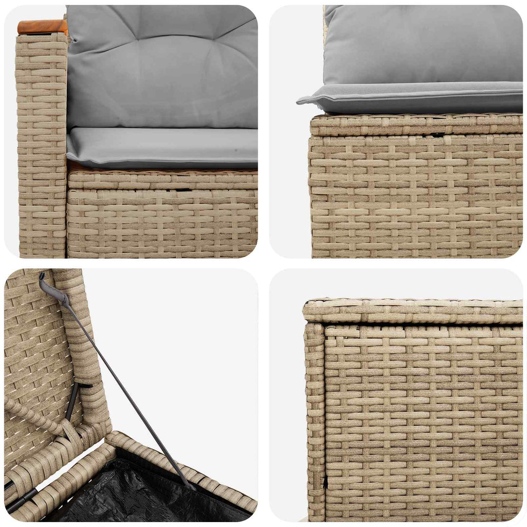 Sofa Sæt 5 stk. Beige og lys grå Poly Rattan og Stål