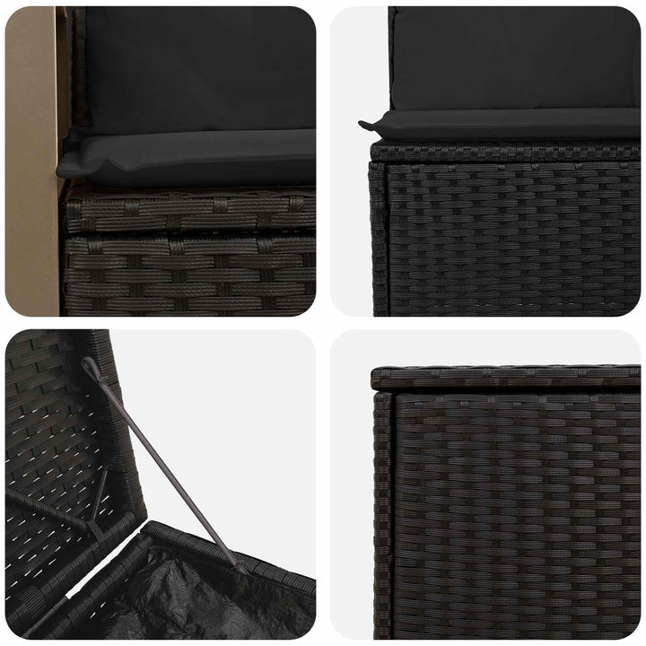 Sofa Sæt 5 stk. Sort Poly Rattan og Stål