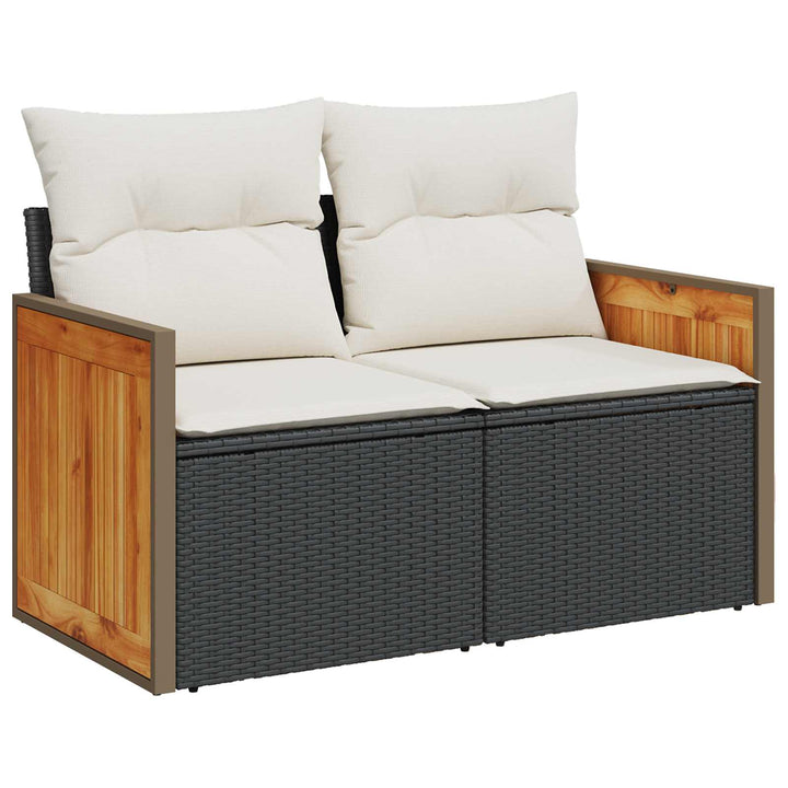 Sofa Sæt 5 stk. Sort og Cremehvid Poly Rattan og Stål