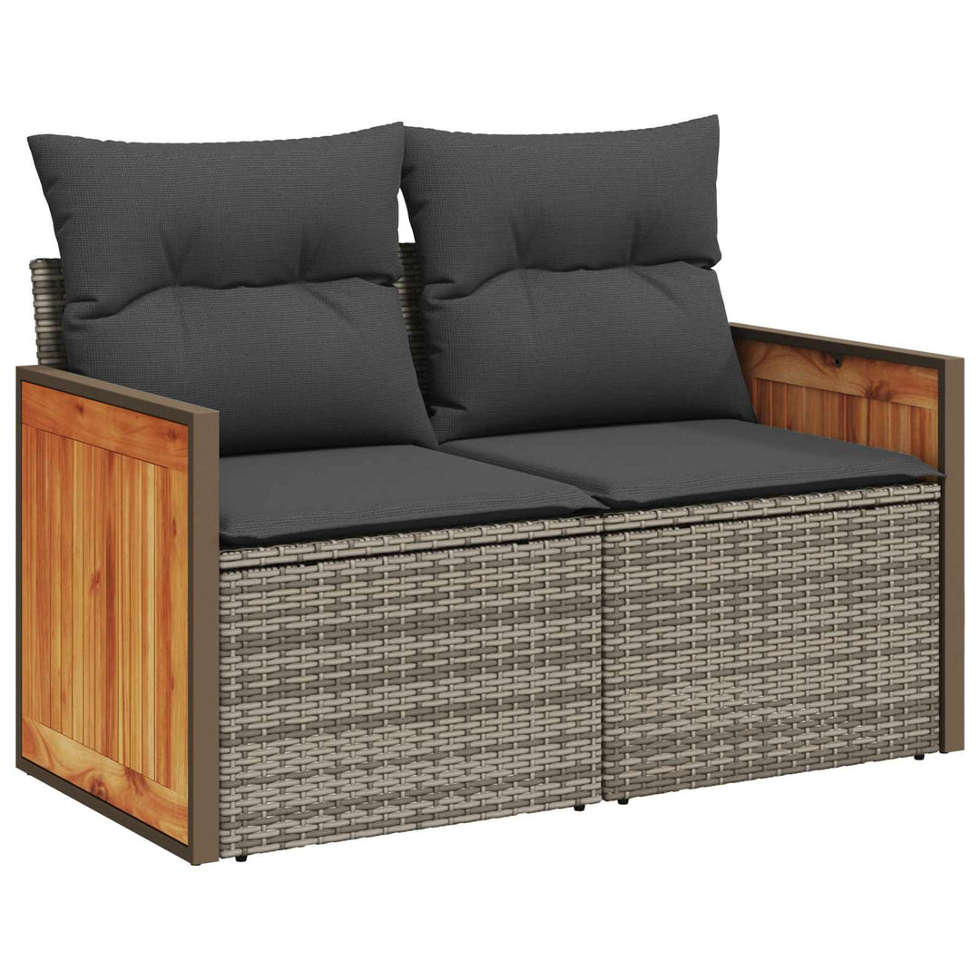 Sofa Sæt 5 stk. Grå og Mørkegrå Poly Rattan og Stål