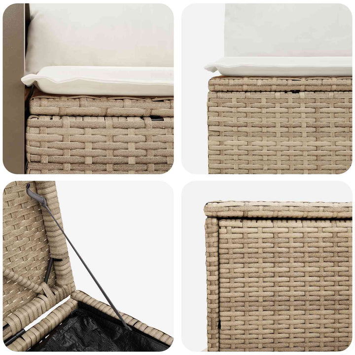 Sofa Sæt 5 stk. Beige og cremehvid Poly Rattan og Stål