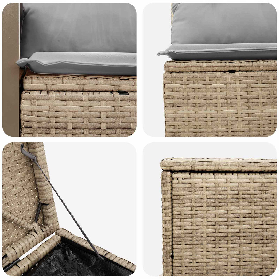 Sofa Sæt 5 stk. Beige og lys grå Poly Rattan og Stål