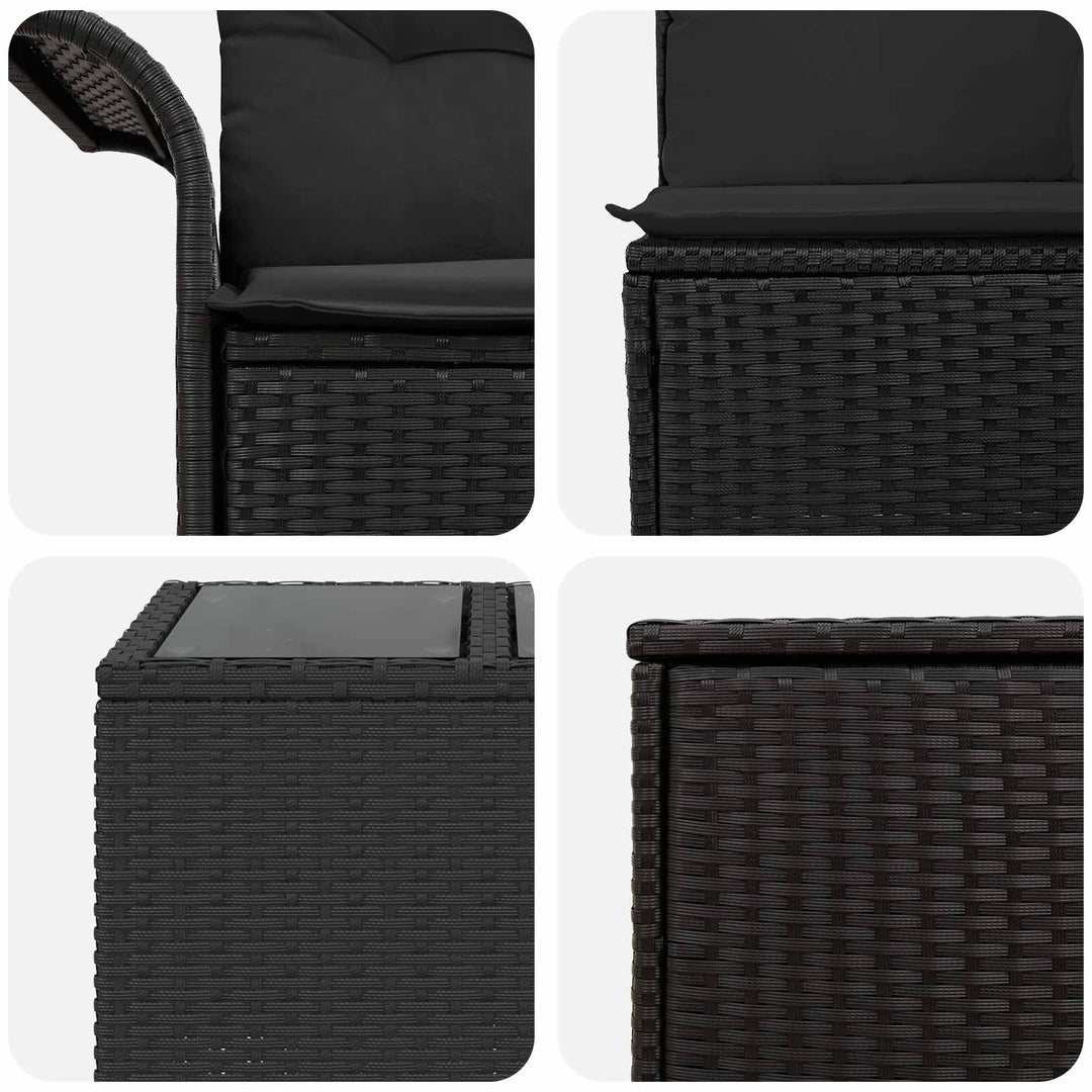 Sofa Sæt 8 stk. Sort Poly Rattan og Stål