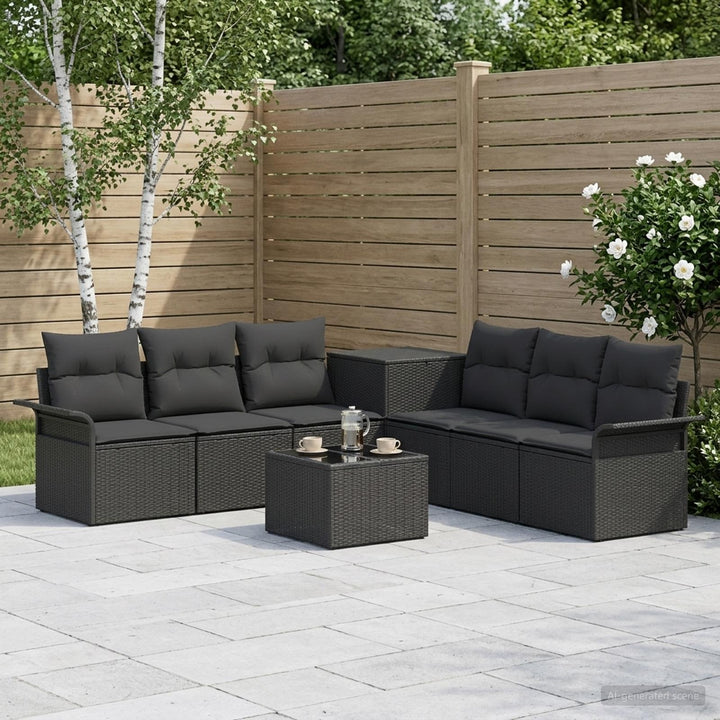 Sofa Sæt 8 stk. Sort Poly Rattan og Stål