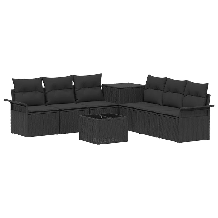 Sofa Sæt 8 stk. Sort Poly Rattan og Stål