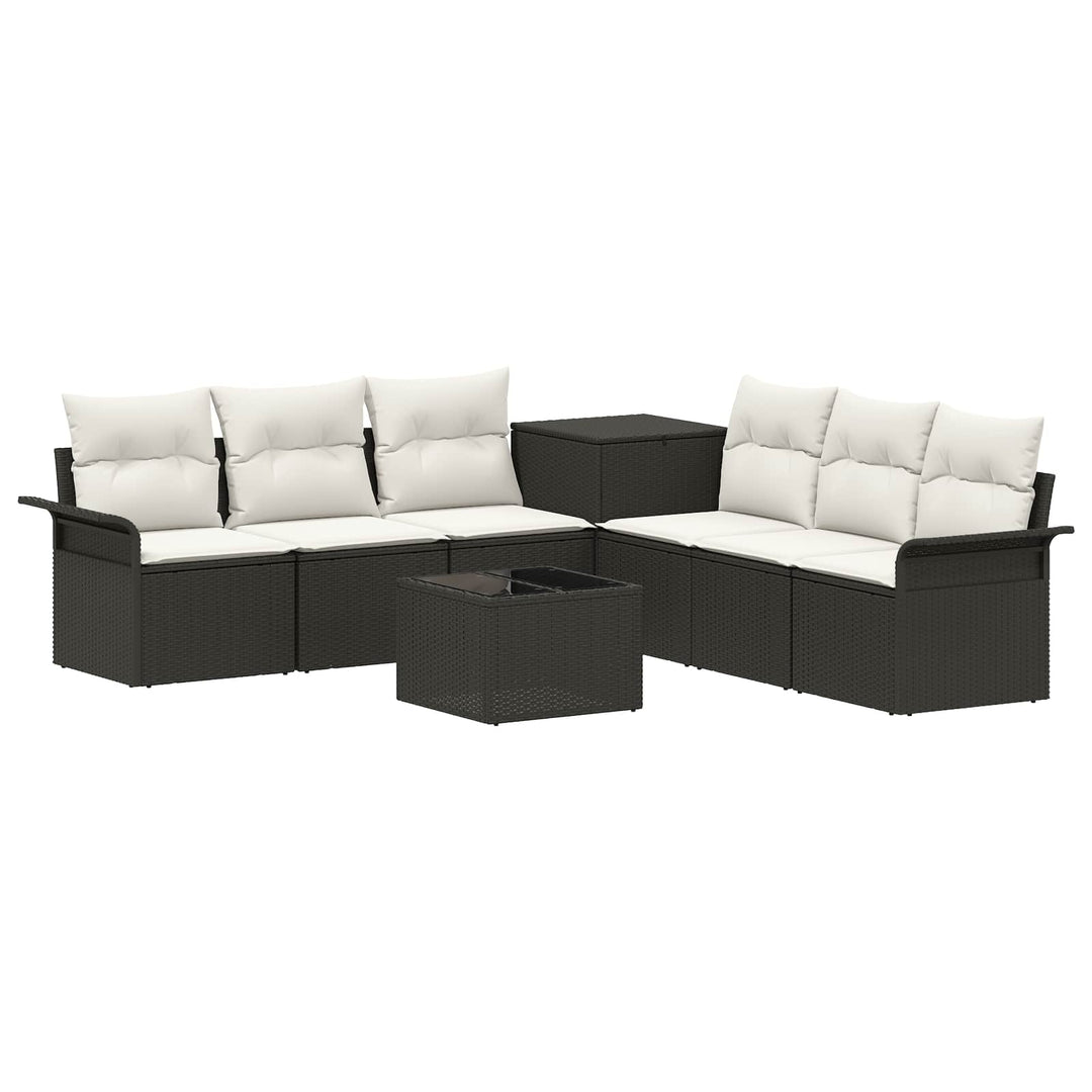 Sofa Sæt 8 stk. Sort og Cremehvid Poly Rattan og Stål
