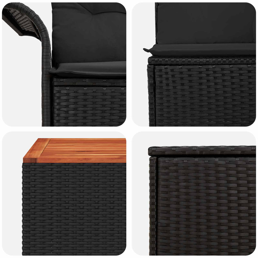 Sofa Sæt 8 stk. Sort Poly Rattan og Stål