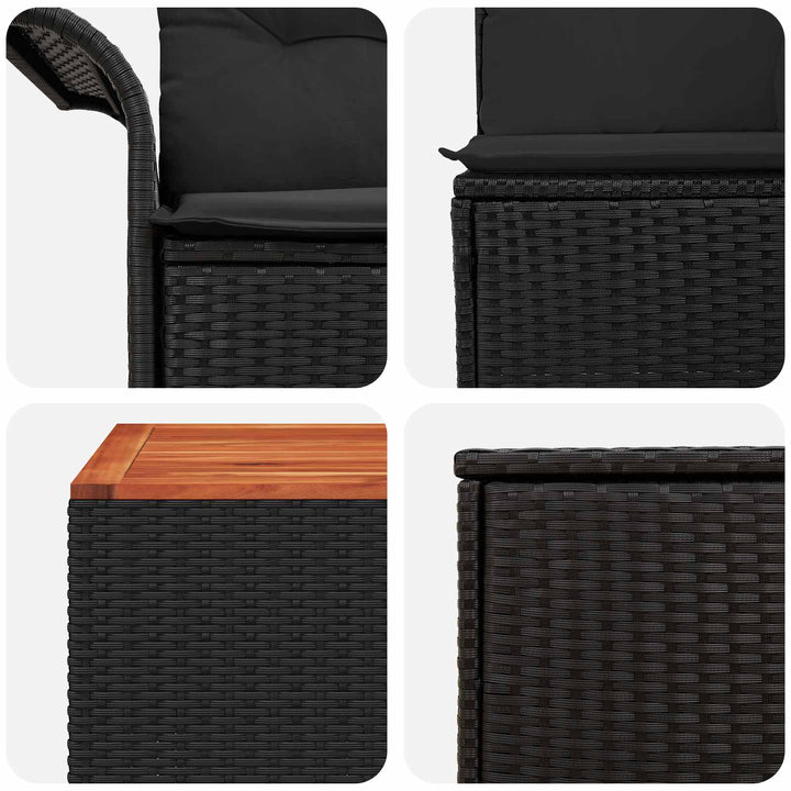 Sofa Sæt 8 stk. Sort Poly Rattan og Stål