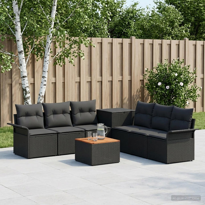 Sofa Sæt 8 stk. Sort Poly Rattan og Stål