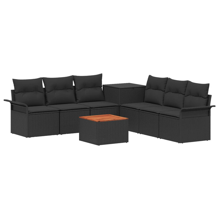 Sofa Sæt 8 stk. Sort Poly Rattan og Stål