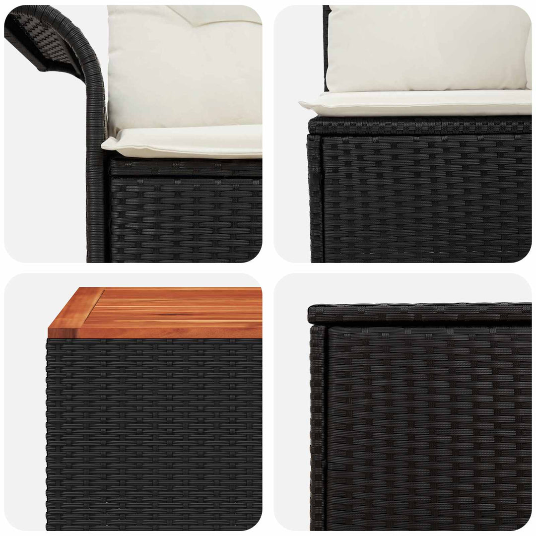 Sofa Sæt 8 stk. Sort og Cremehvid Poly Rattan og Stål