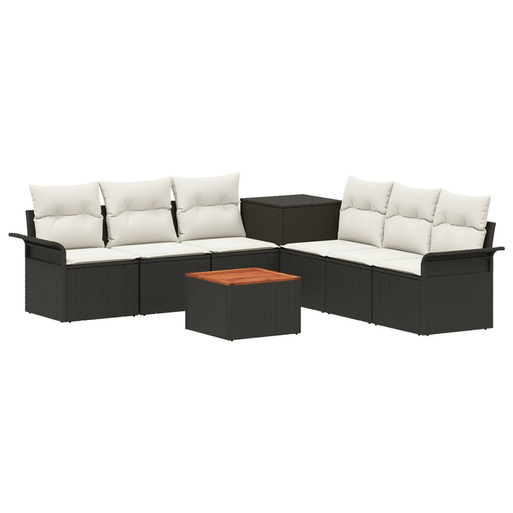 Sofa Sæt 8 stk. Sort og Cremehvid Poly Rattan og Stål