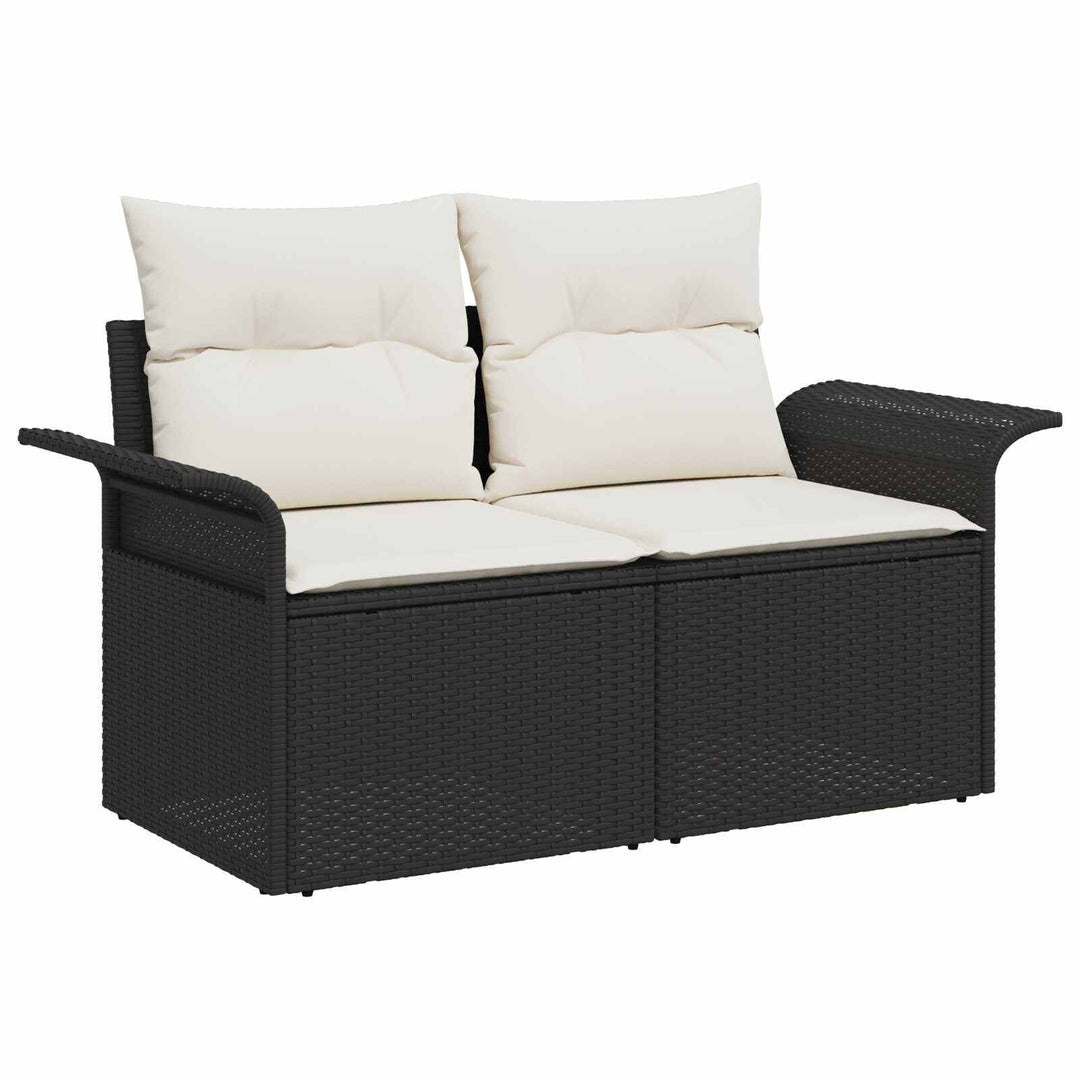 Sofa Sæt 8 stk. Sort og Cremehvid Poly Rattan og Stål