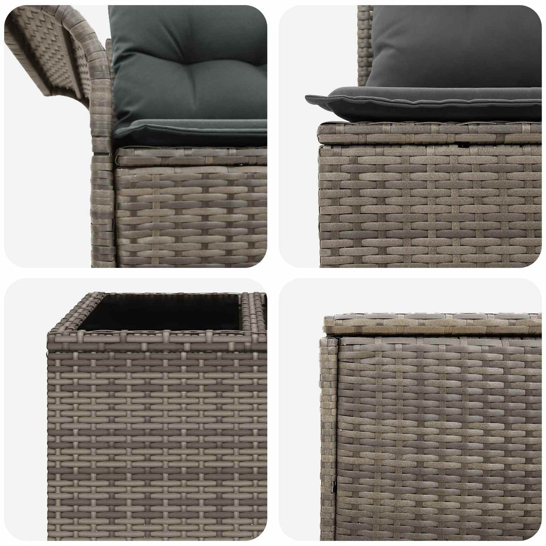Sofa Sæt 8 stk. Grå og Mørkegrå Poly Rattan og Stål