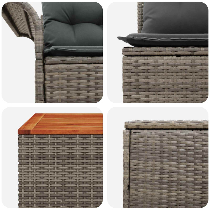 Sofa Sæt 8 stk. Grå og Mørkegrå Poly Rattan og Stål