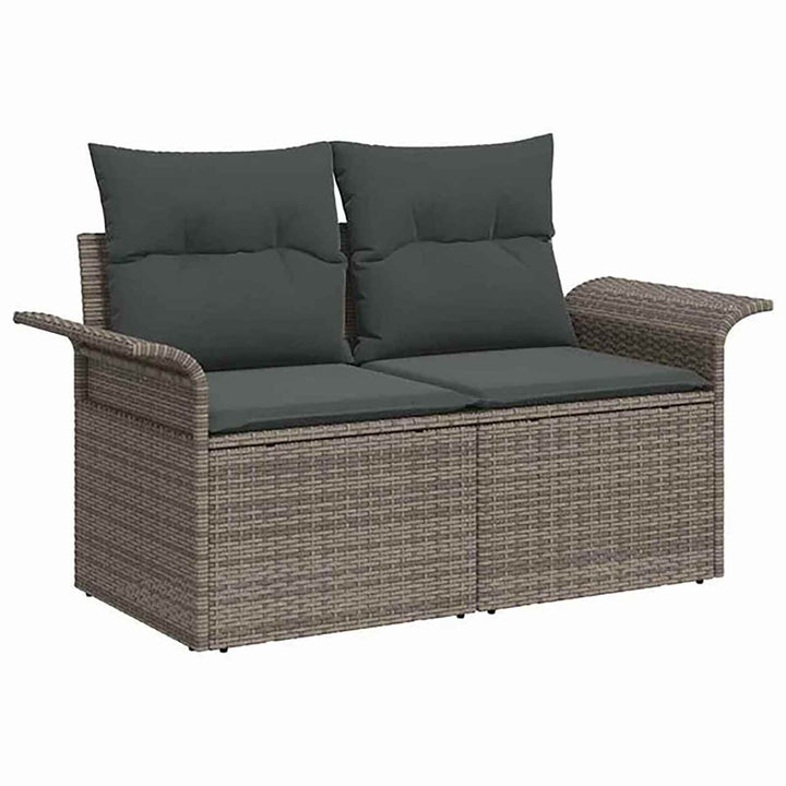 Sofa Sæt 8 stk. Grå og Mørkegrå Poly Rattan og Stål