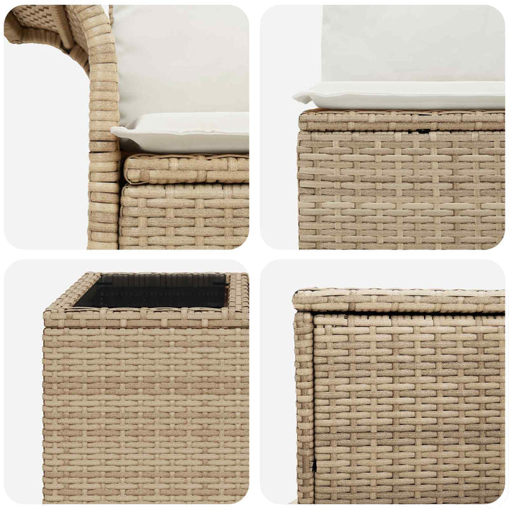 Sofa Sæt 8 stk. Beige og cremehvid Poly Rattan og Stål