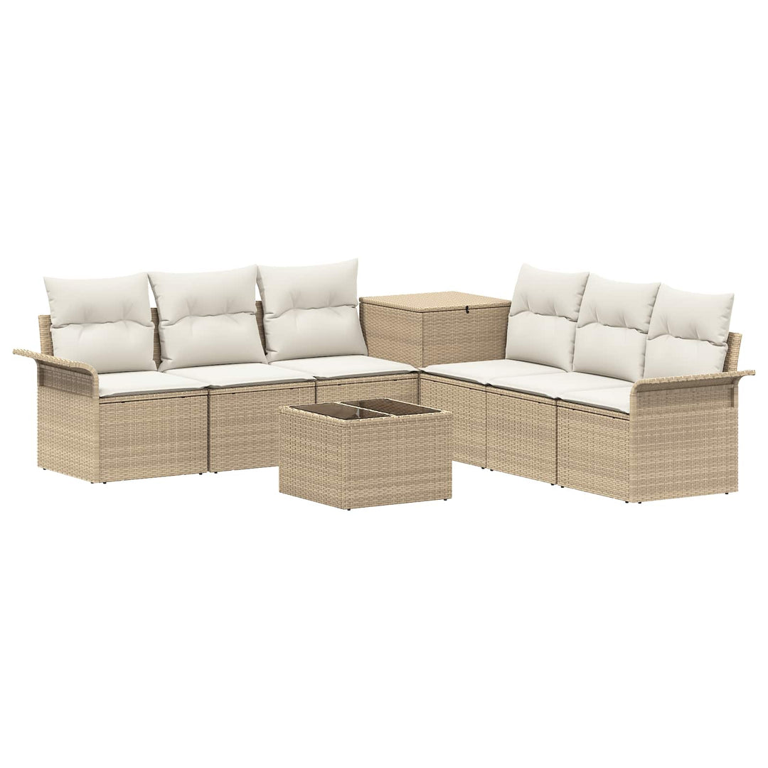 Sofa Sæt 8 stk. Beige og cremehvid Poly Rattan og Stål