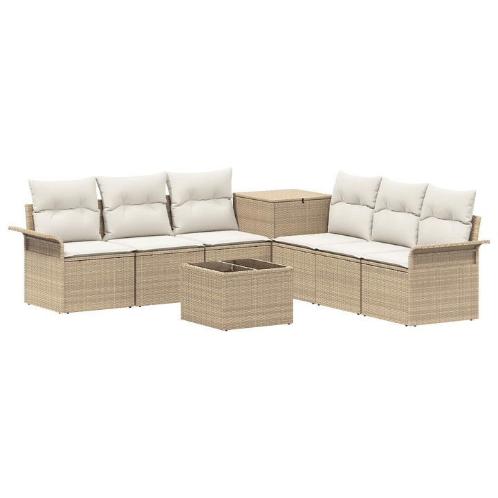 Sofa Sæt 8 stk. Beige og cremehvid Poly Rattan og Stål