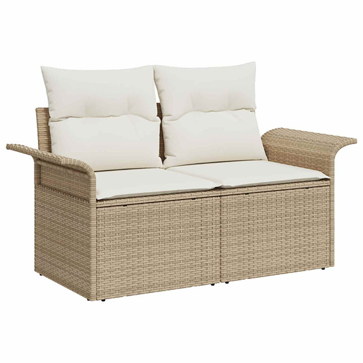 Sofa Sæt 8 stk. Beige og cremehvid Poly Rattan og Stål
