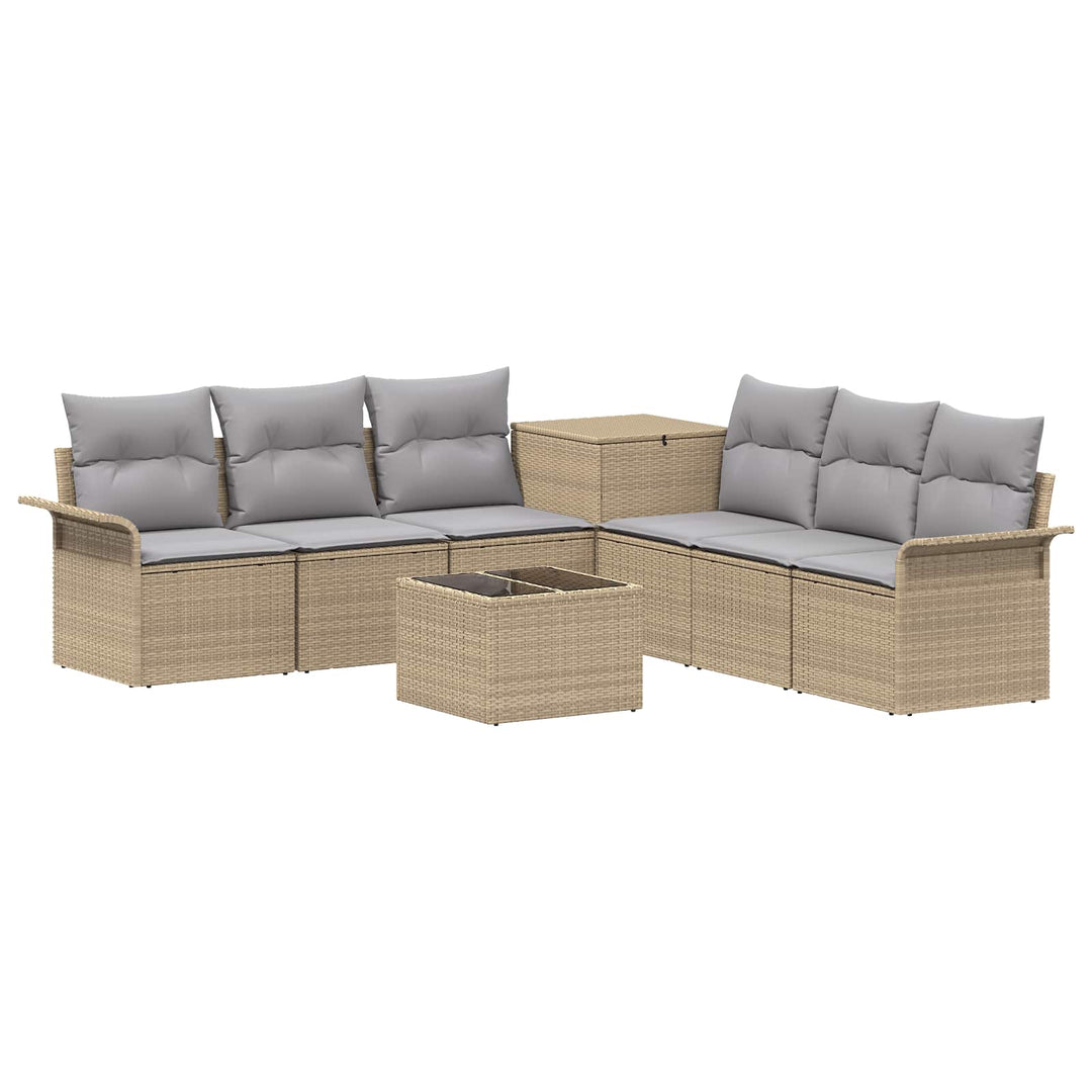 Sofa Sæt 8 stk. Beige og lys grå Poly Rattan og Stål