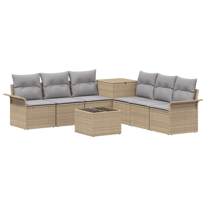 Sofa Sæt 8 stk. Beige og lys grå Poly Rattan og Stål