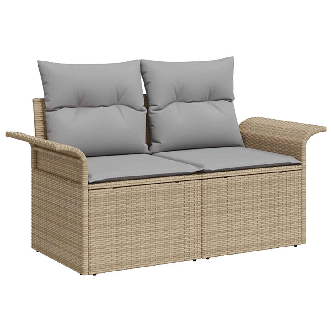 Sofa Sæt 8 stk. Beige og lys grå Poly Rattan og Stål
