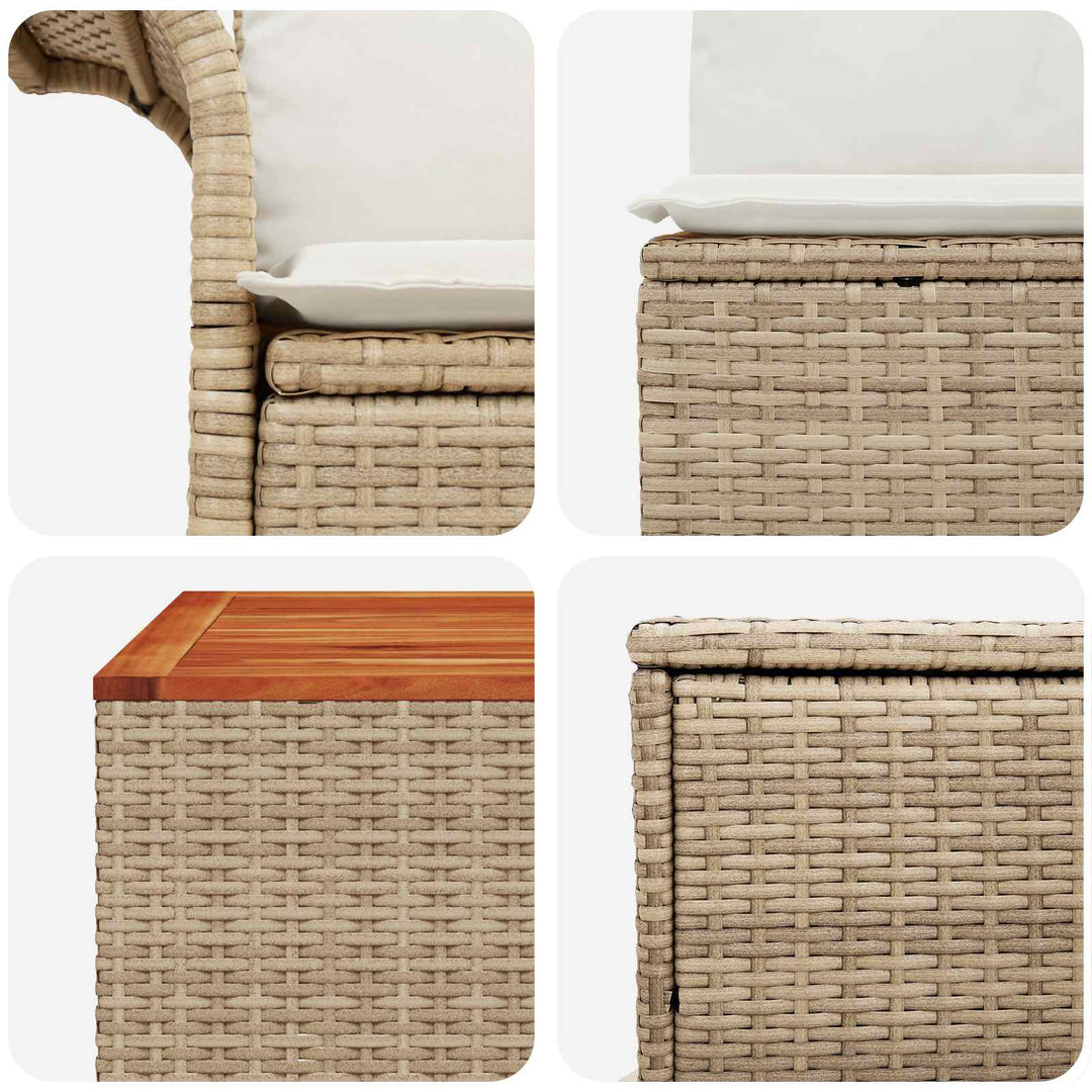 Sofa Sæt 8 stk. Beige og cremehvid Poly Rattan og Stål