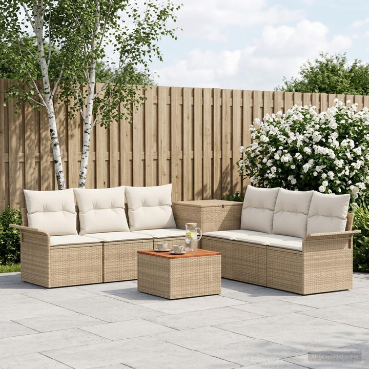 Sofa Sæt 8 stk. Beige og cremehvid Poly Rattan og Stål