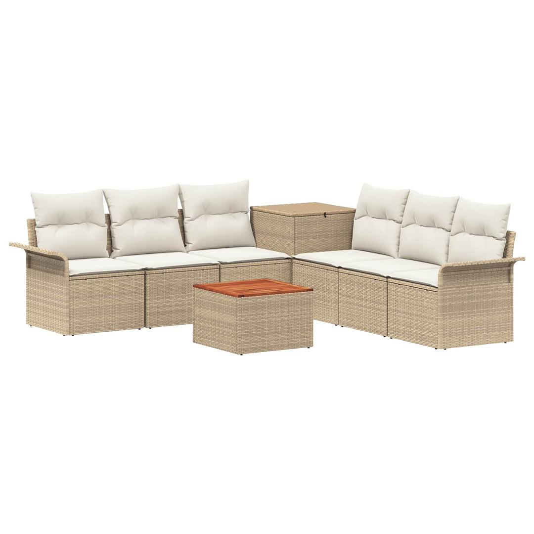 Sofa Sæt 8 stk. Beige og cremehvid Poly Rattan og Stål