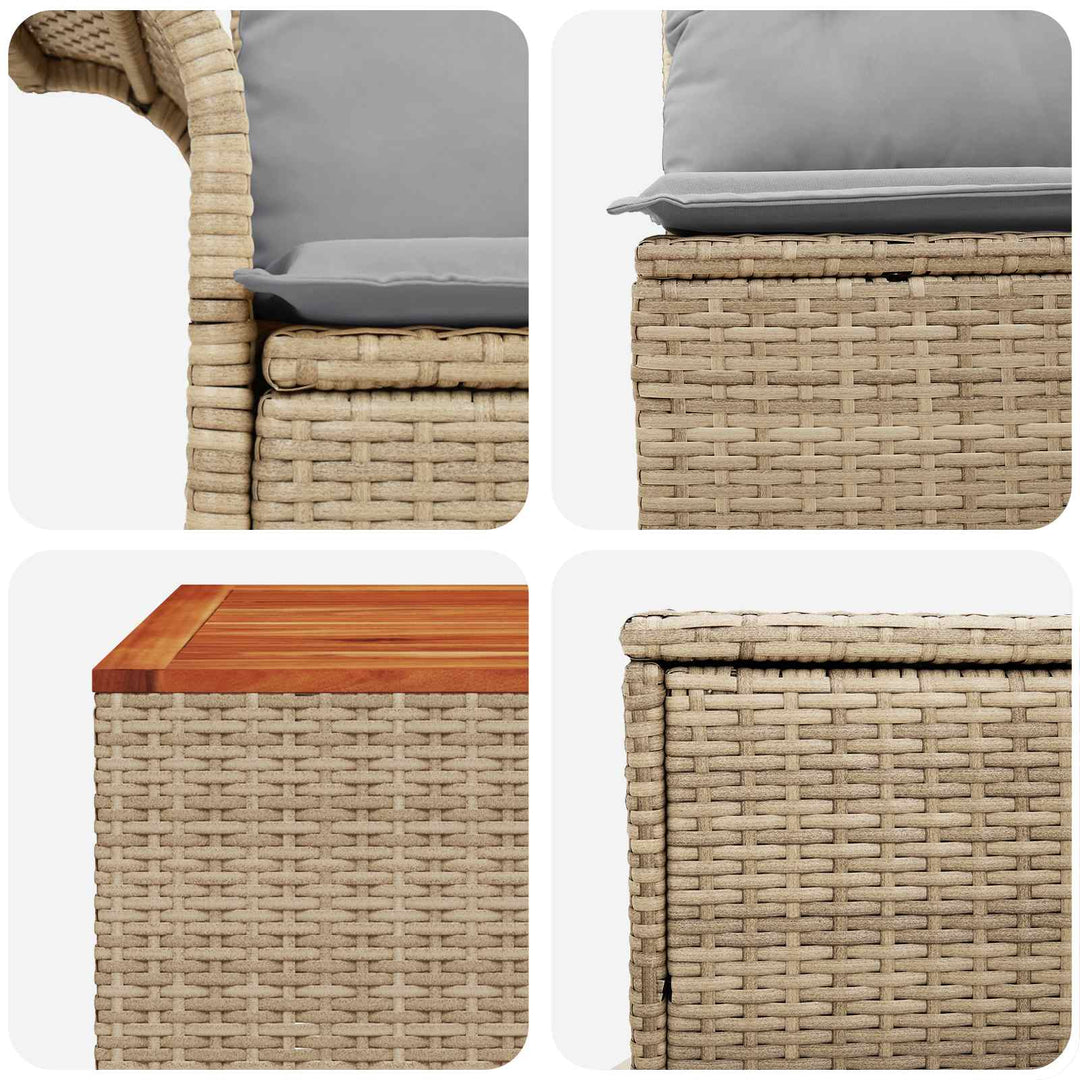 Sofa Sæt 8 stk. Beige og lys grå Poly Rattan og Stål