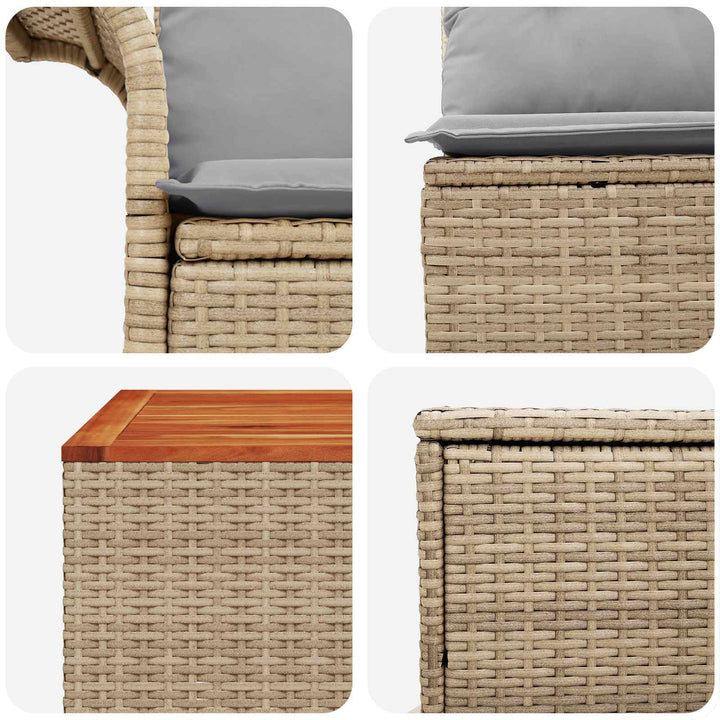 Sofa Sæt 8 stk. Beige og lys grå Poly Rattan og Stål