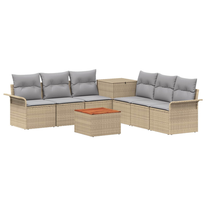 Sofa Sæt 8 stk. Beige og lys grå Poly Rattan og Stål