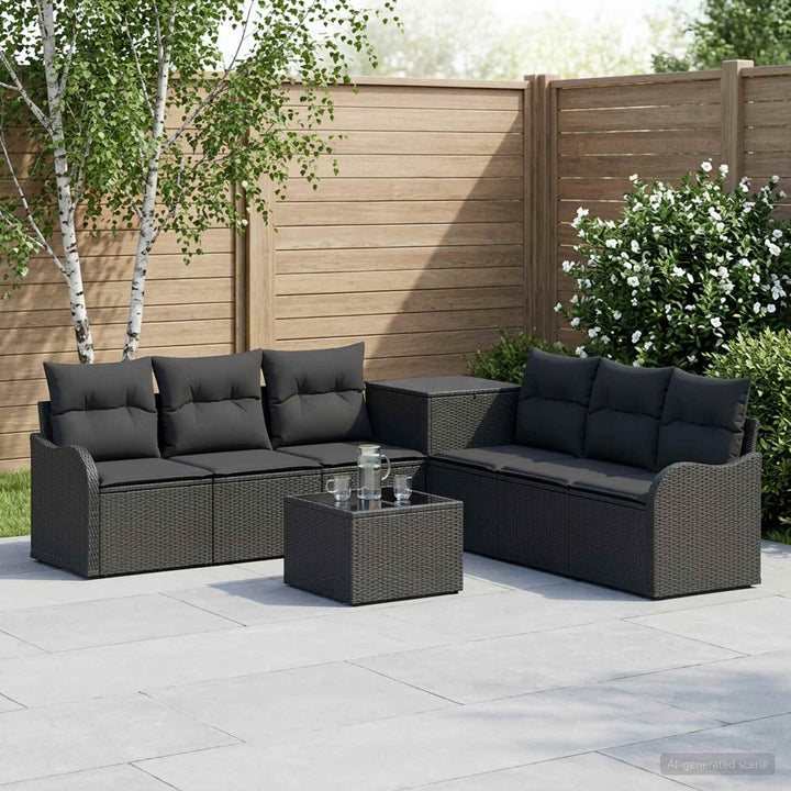 Sofa Sæt 8 stk. Sort Poly Rattan og Stål