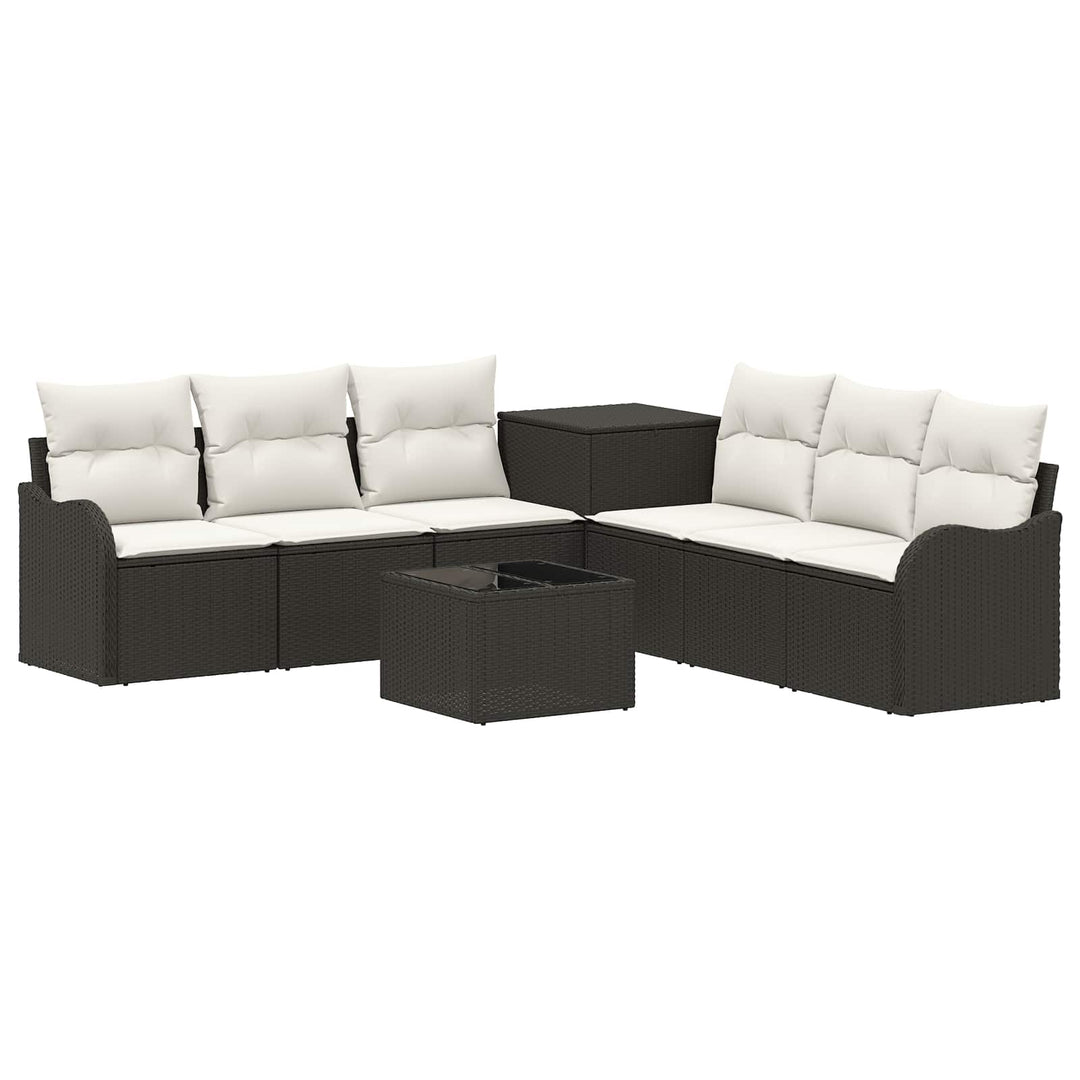 Sofa Sæt 8 stk. Sort og Cremehvid Poly Rattan og Stål