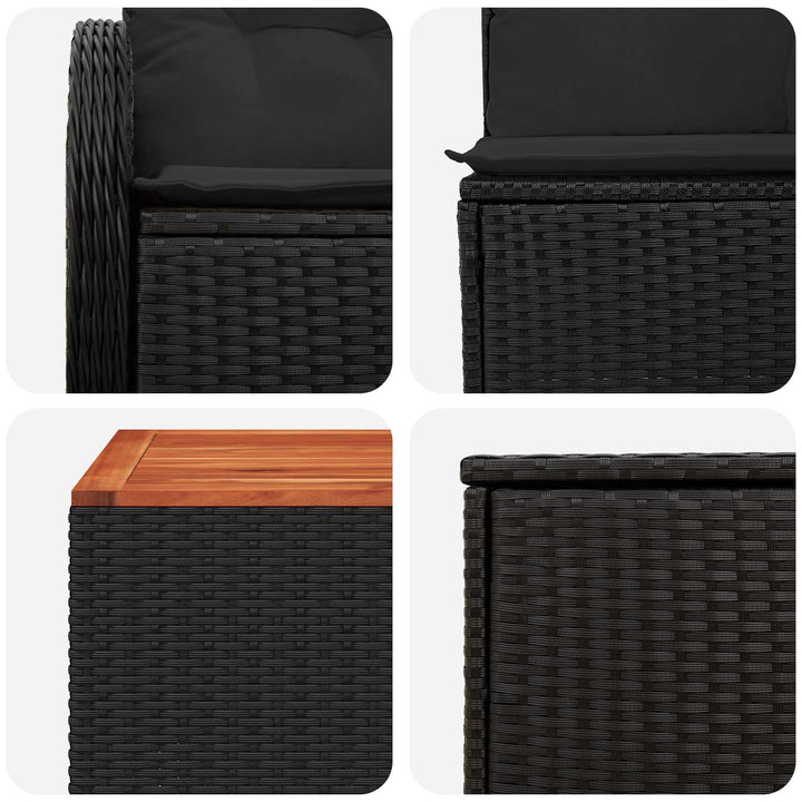 Sofa Sæt 8 stk. Sort Poly Rattan og Stål