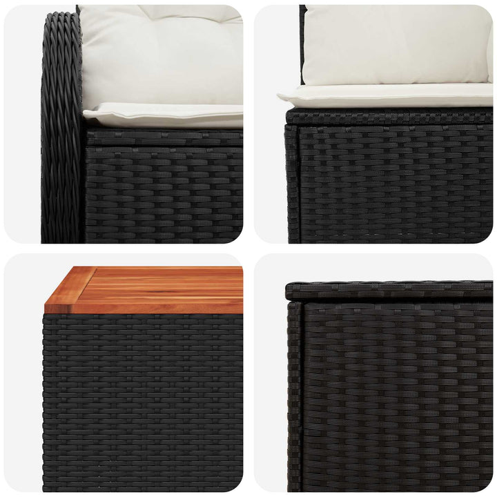 Sofa Sæt 8 stk. Sort og Cremehvid Poly Rattan og Stål
