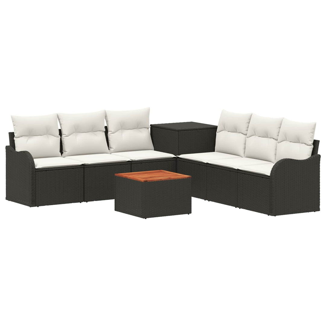 Sofa Sæt 8 stk. Sort og Cremehvid Poly Rattan og Stål