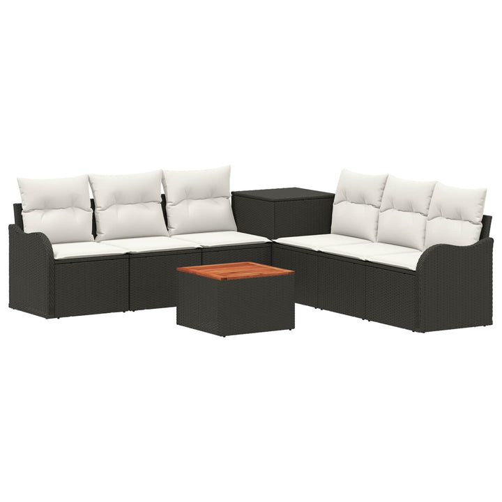 Sofa Sæt 8 stk. Sort og Cremehvid Poly Rattan og Stål