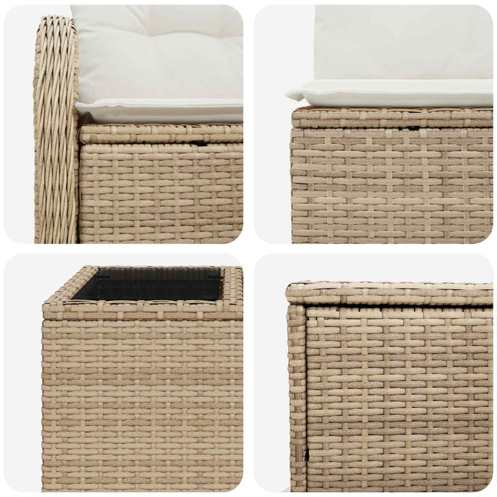 Sofa Sæt 8 stk. Beige og cremehvid Poly Rattan og Stål