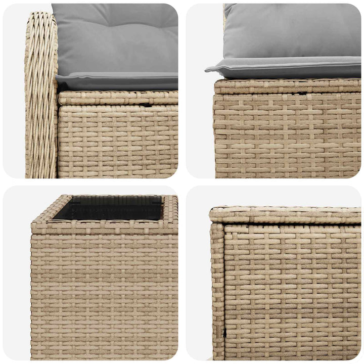 Sofa Sæt 8 stk. Beige og lys grå Poly Rattan og Stål