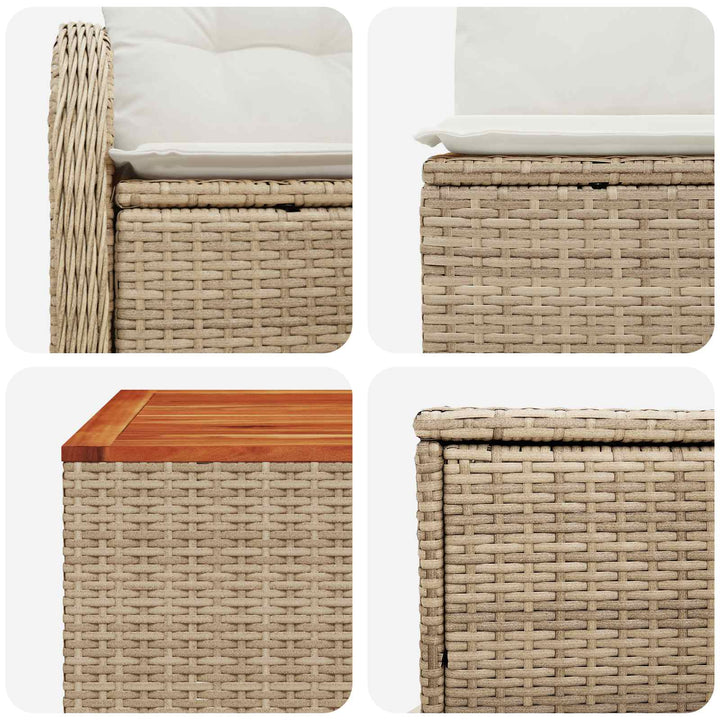 Sofa Sæt 8 stk. Beige og cremehvid Poly Rattan og Stål