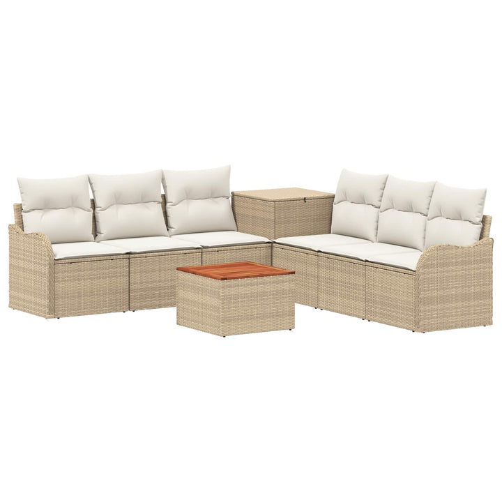 Sofa Sæt 8 stk. Beige og cremehvid Poly Rattan og Stål