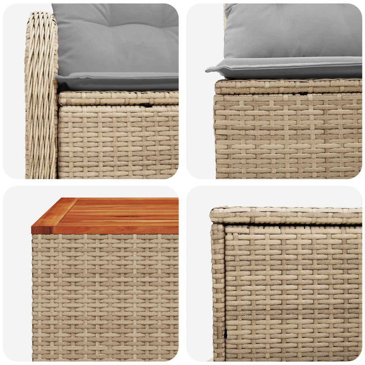 Sofa Sæt 8 stk. Beige og lys grå Poly Rattan og Stål