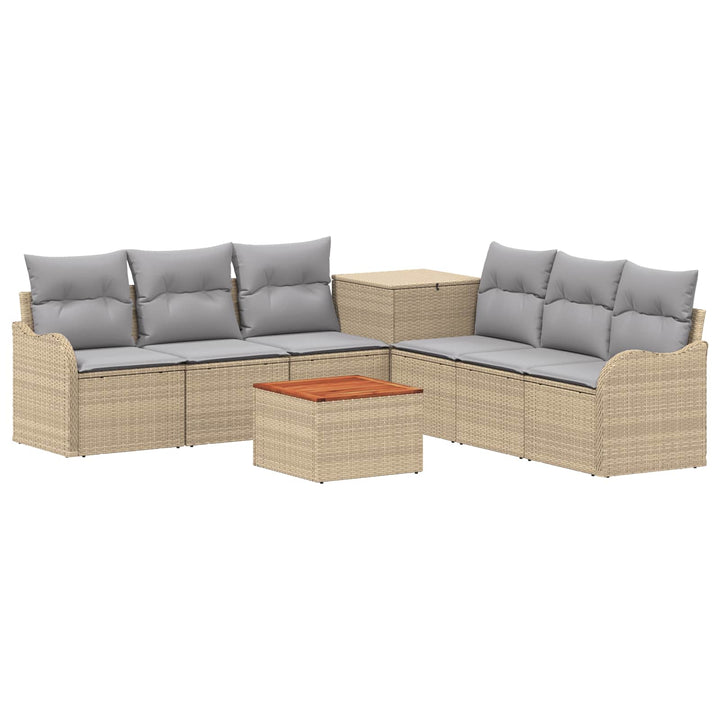 Sofa Sæt 8 stk. Beige og lys grå Poly Rattan og Stål