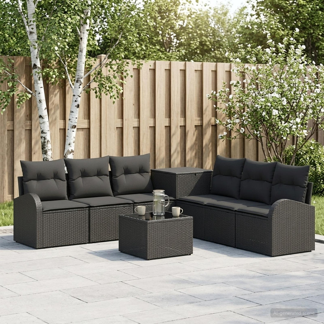 Sofa Sæt 8 stk. Sort Poly Rattan og Stål