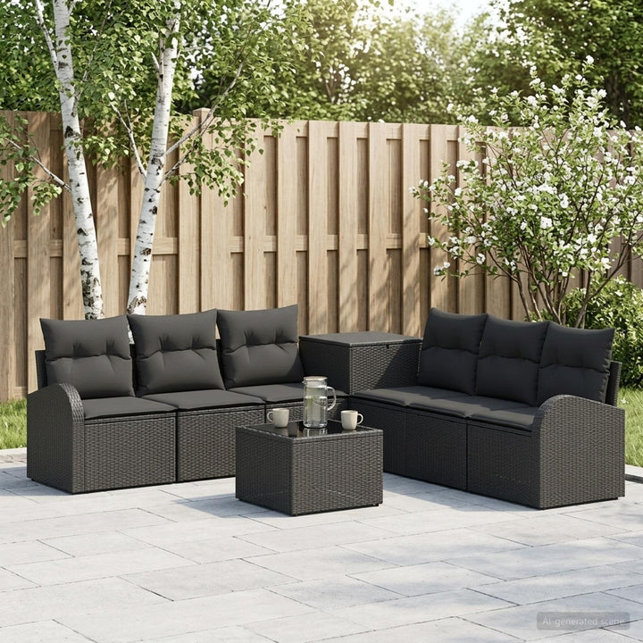 Sofa Sæt 8 stk. Sort Poly Rattan og Stål