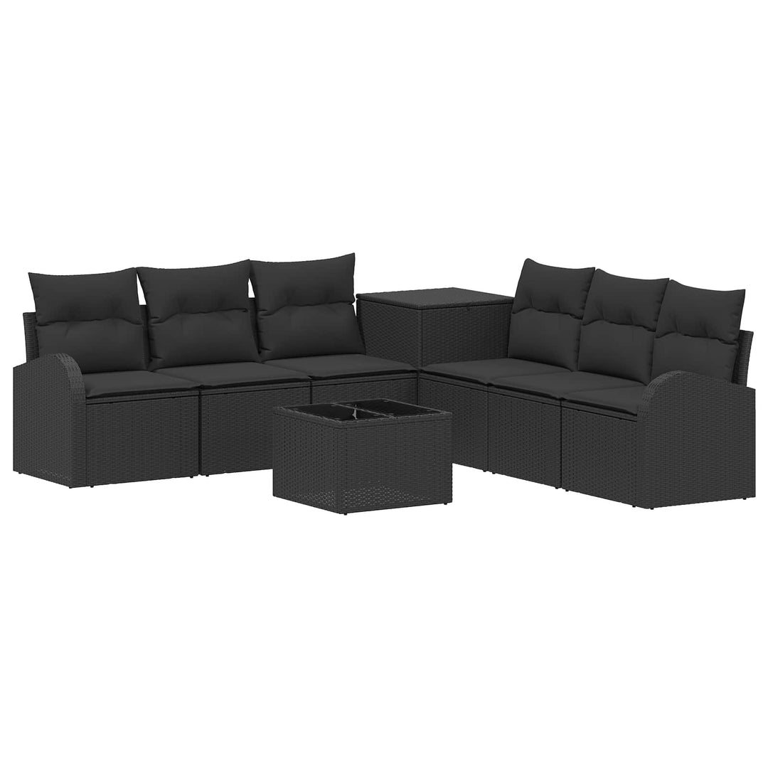 Sofa Sæt 8 stk. Sort Poly Rattan og Stål